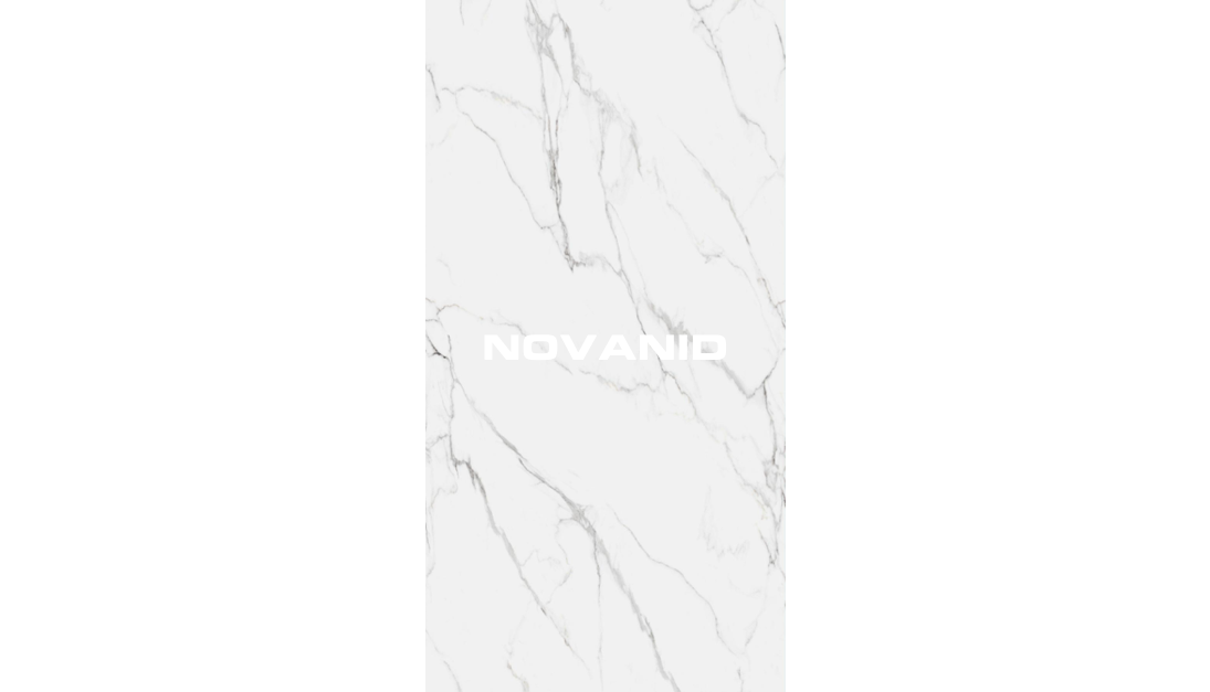 Diseño de placa decorativa mármol blanco con vetas grises statuario, marca novanid