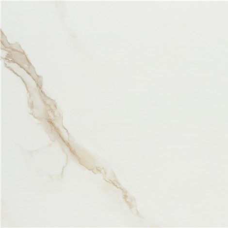 Azulejo de mármol blanco con vetas sutiles de color marrón claro.